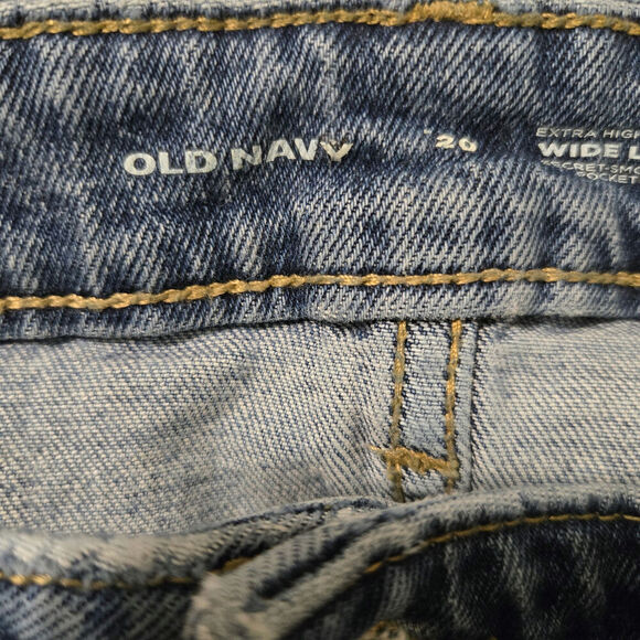 Old Navy Women’s Size 20 High Rise Wide Leg Jeans Blue Raw Hem Denim Pants - Picture 10 of 10